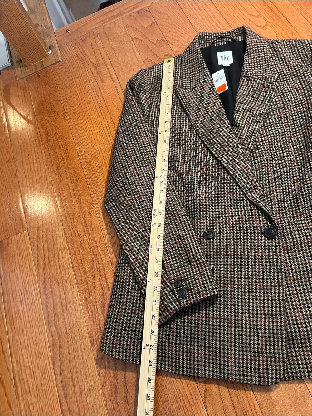 GAP Women's Houndstooth Double-Breasted Blazer - Brown/Black - Picture 5 of 6